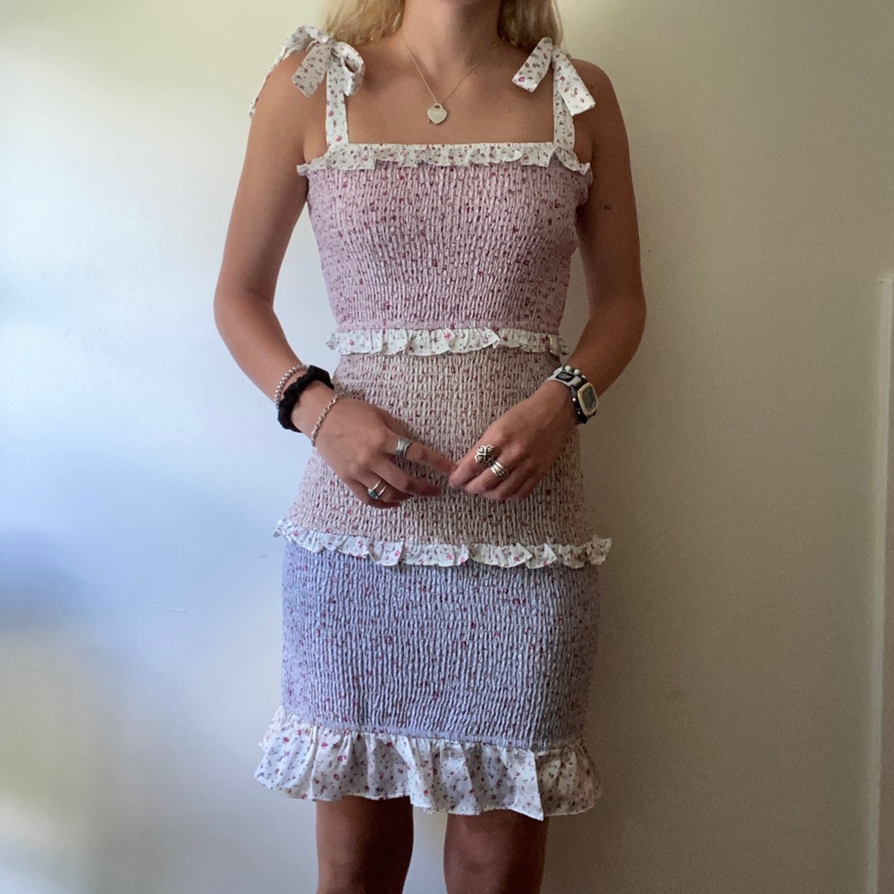 smocked floral dress